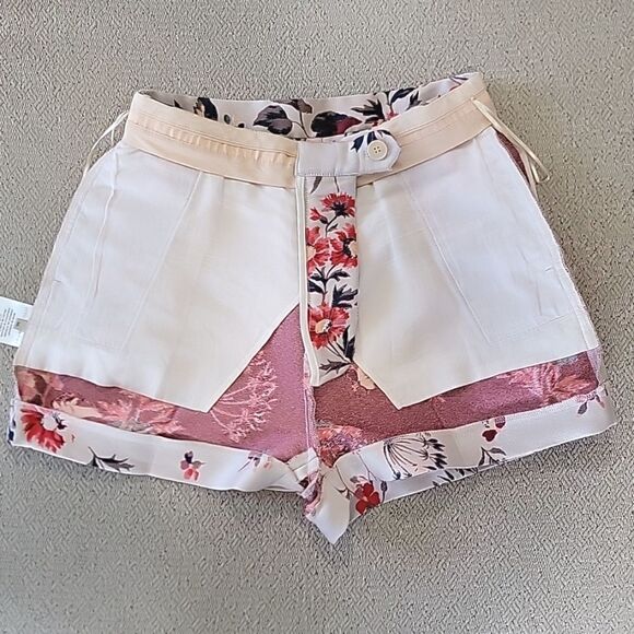 Stella McCartney Warwick Pink Floral Silk Blend Jacquard Shorts - Size 2 (EU36) - Picture 15 of 16